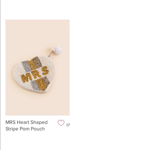 Francesca’s collections MRS heart shaped striped pouch - Picture 6 of 9